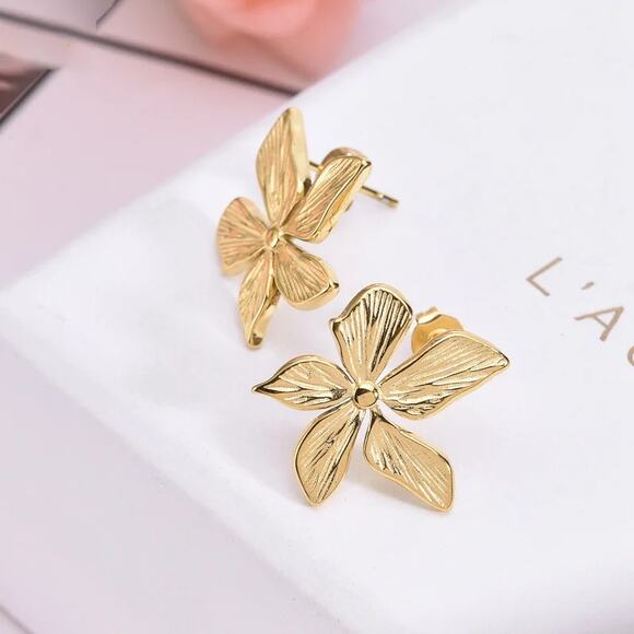18K Gold Plated Flower Stud Earrings‎ Summer Jewelry - Picture 11 of 13
